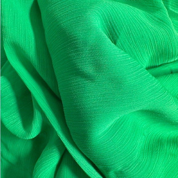 DKNY Dress Chiffon Faux-Wrap VNeck Balloon Slv Bright Apple Green Sz 16 - Picture 9 of 13